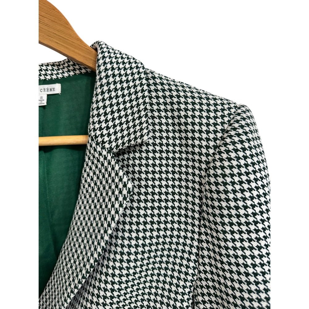 En Creme Women's Cropped Blazer Houndstooth Print size Small - Picture 2 of 5